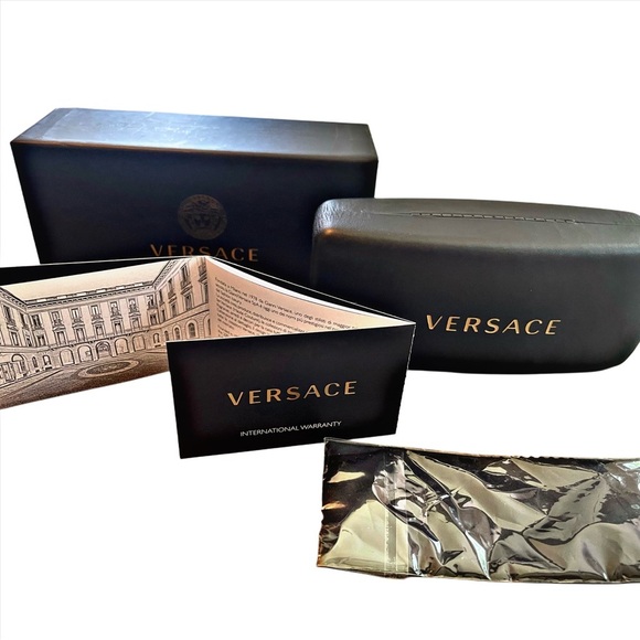 Versace Black Glasses Sunglasses Case & Box Hard Shell Cleaning Cloth Designer - Picture 1 of 5